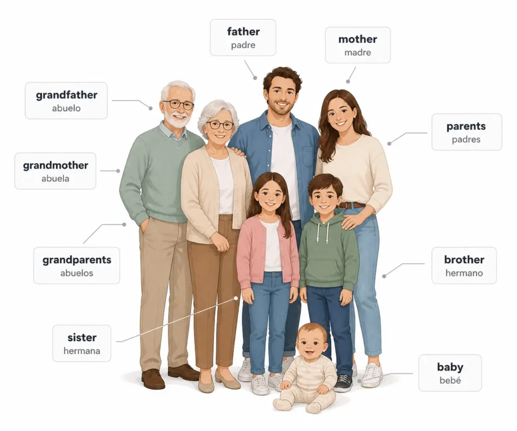 family vocabulary english A1 with images